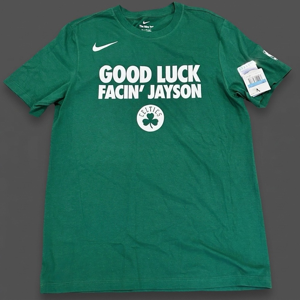 Nike Boston Celtics Jayson Tatum Good Luck T Shirt Mens M Green NWT NBA